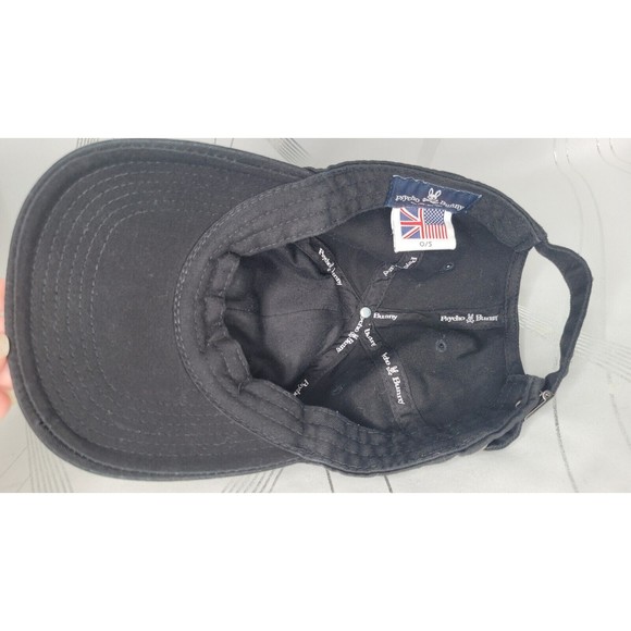 Designer Psycho Bunny Black w/ Embroidered Green Bunny Ears‎ Hat Cap Adjustable - Picture 9 of 11